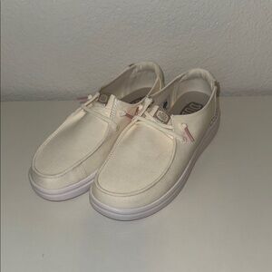 Hey Dude Cream Canvas Slip-Ons